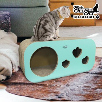 OA本舖 酷酷貓 Co.Co.Cat 大洞洞樂-100%台灣製紙箱貓抓板(櫻花粉/活力橘/湖水綠/水手藍-隨機不挑色)