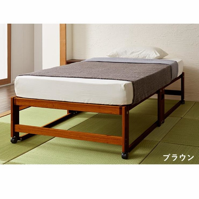 中居木工ヒノキ折り畳みベッドシングルハイタイプ すのこベッド ハイ