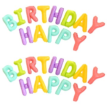 生活King 可懸掛生日快樂字母氣球 HAPPY BIRTHDAY Set，15款可選，優質鋁膜，漸層彩色/馬卡龍色  2組
