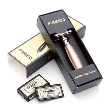 [快速出貨]【FREED】封閉式復古雙刃安全刮鬍刀 - 玫瑰金 (附刀片10片) 客製化刻字 生日禮物 送禮推薦 男生禮物 現貨 摩羯座 水瓶座 禮物獨家 新品上市 情人節禮物