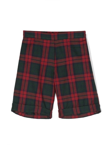 Siola - tartan-check cotton-blend shorts - kids - Cotton/Polyester - 6 yrs - Green