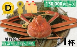 Ｄ　越前がに(越前産ズワイガニ・オス)1.3～1.4ｋｇ×１杯 　合計１個 [L-096012_04]