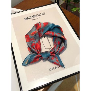 高檔絲巾女品牌桑蠶絲小方巾絲巾真絲韓國小領巾春秋冬配西裝襯衫