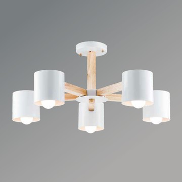 鋼材烤漆原木造型半吸頂燈 36-60183