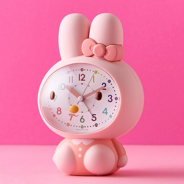 熱時鐘 美樂蒂蝴蝶結兔子教育用靜音鬧鐘桌鐘  粉色