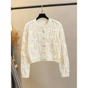 鏤空針織開衫秋冬季加厚外套女毛衣2025新款長袖麻花寬松上衣外搭