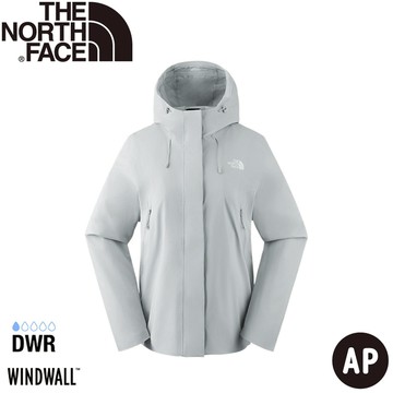 【The North Face 女 防風防潑水連帽外套 AP《淺灰》】89Y2/防風外套/衝鋒衣/軟殼外套/風雨衣/保暖外套