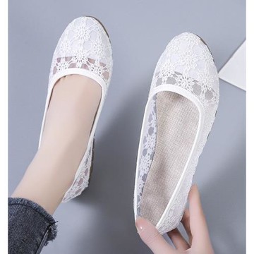 老北京布鞋女2025年夏季新款牛筋底薄款鏤空透氣網面春秋豆豆鞋子