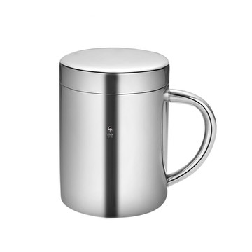 PUSH!餐具用品防摔304不鏽鋼杯子兒童不鏽鋼水杯帶手柄口杯286ml(帶蓋款)E127-1