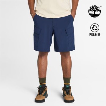 Timberland官方旗艦 男款藍色寬版快乾彈性工裝短褲|A28EG451