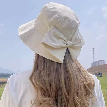 【I.Dear】日系可折疊防曬開岔蝴蝶結漁夫帽遮陽帽布帽(3色)