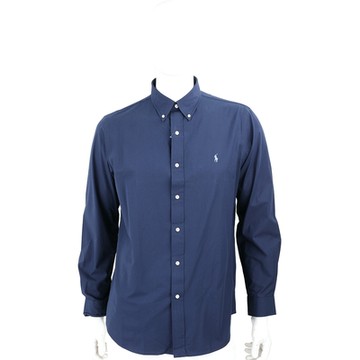 Polo Ralph Lauren 大馬刺繡深藍色府綢長袖襯衫(男款)