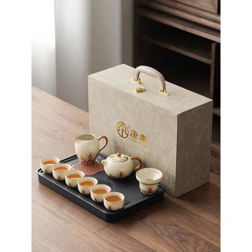 (免運)汝窯功夫茶具禮盒裝泡茶專用中秋節喬遷新居實用長輩禮物高檔送人