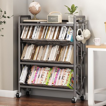 ??吉百居書架鋼制落地書籍架可移動書架多層書柜??繪畫書本收納架
