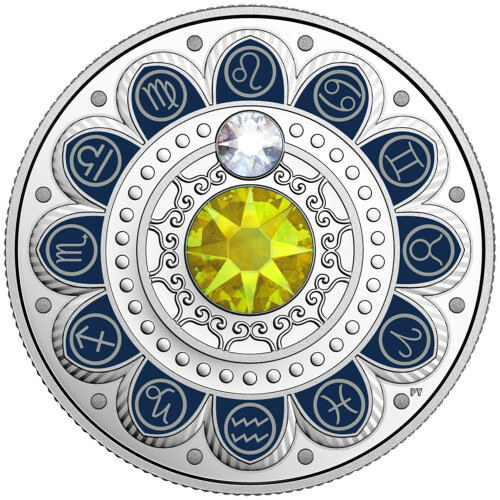 【海寧潮期貨】加拿大2017年十二星座系列獅子座鑲嵌水晶彩銀幣