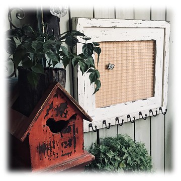 實木古舊掛鉤配磁鐵照片墻 留言板 懷舊風格1入