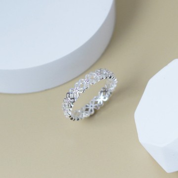 【美鑽銀飾】  花舞粉鋯石 |純銀戒指 尾戒 | 大員囡仔