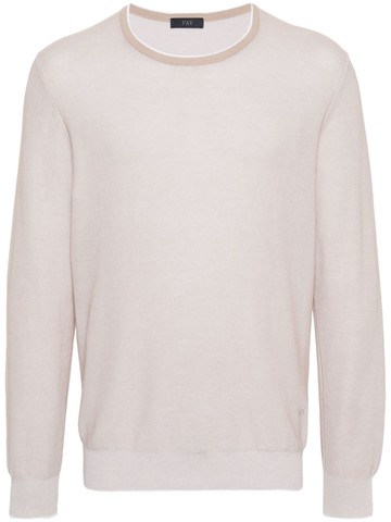 Fay - embroidered-logo cotton jumper - men - Cotton - 52 - Neutrals