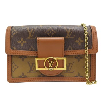 LOUIS VUITTON LV 路易威登 棕色 原花 Reverse 帆布 Dauphine Chain Wallet 肩背包 【二手名牌BRAND OFF】