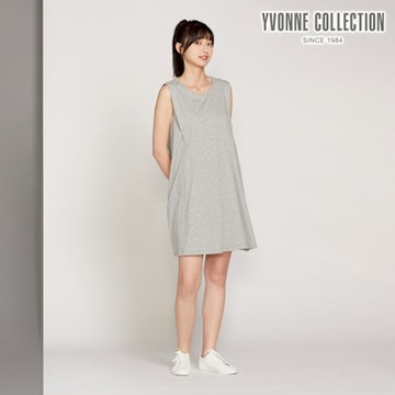 YVONNE 以旺傢飾 結粒紗無袖洋裝-迷霧灰