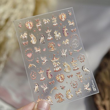 🎀免運臺灣有貨🎀2025新款復古浮雕夢幻神馬美甲貼紙防水中式飄帶小兔指甲裝飾貼🎀可開票