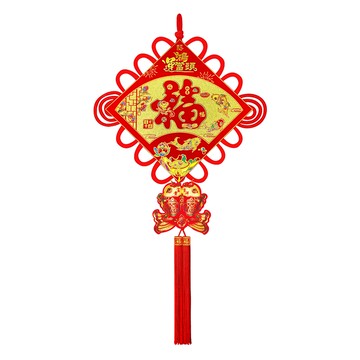 中國結鴻運當頭迎福有餘-大款2入2組#303(新春過年掛飾/流蘇開運掛件/招財/入厝室內裝飾/平安結裝飾)