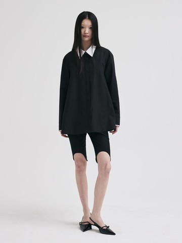 Cotton A-Line Double-Layered Shirt [Beige]