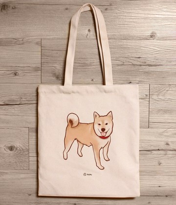 柴犬-站著---肩背帆布包-台灣製棉麻布-提袋-蒼蠅星球