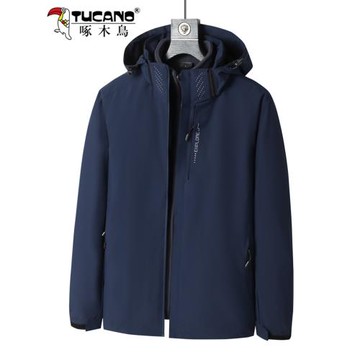 啄木鳥沖鋒衣男三合一可拆卸秋冬季戶外防風防水加絨加厚夾克外套