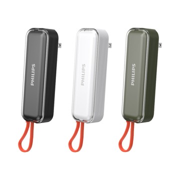 PHILIPS 官方直營 22.5W AC自帶Type-C線 旅充式行動電源 (三色可選) DLP5201C (17.88Wh)