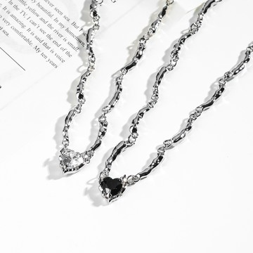 銀色閃心項鍊(J052L6U03DE) - JUJURY