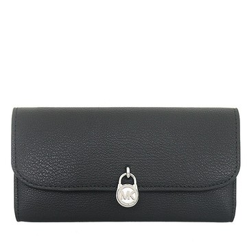 MICHAEL KORS 掀蓋長夾 發財包 鵝卵石紋真皮 長夾 皮夾 M30402 黑色MK(現貨)▶指定Outlet商品5折起☆現貨【送禮首選★APP下單點數4倍送】