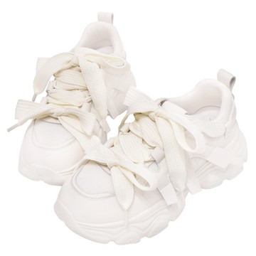 ANNSTAR 波痞Poppy聯名-誰穿誰可愛蝴蝶結綁帶厚底老爹鞋5cm-白(版型偏小)