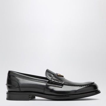 Brushed leather moccasins in black