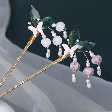 古風發簪鈴蘭吊墜簪子漢服頭飾盤發發釵古裝配飾復古旗袍發飾女
