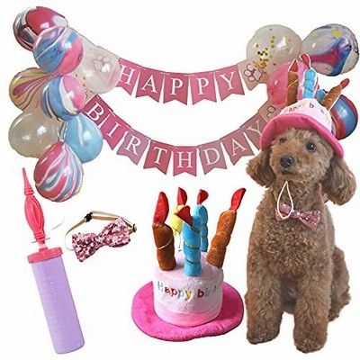 ペット お誕生日 犬 猫 バースデー 飾り 帽子 バルーン ガーランド 風船 お祝い セット 小型 中型犬 プレゼント ピンク ポンプ付き 通販 Lineポイント最大get Lineショッピング