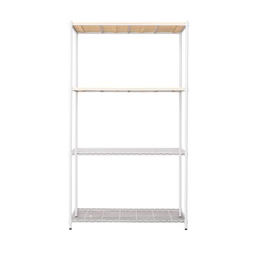 【dayneeds】松木 120x45x210cm 烤漆四層架 白框+原木色板