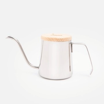 A-IDIO｜人文手沖壺350ml(含溫度計、木蓋)-鏡光銀