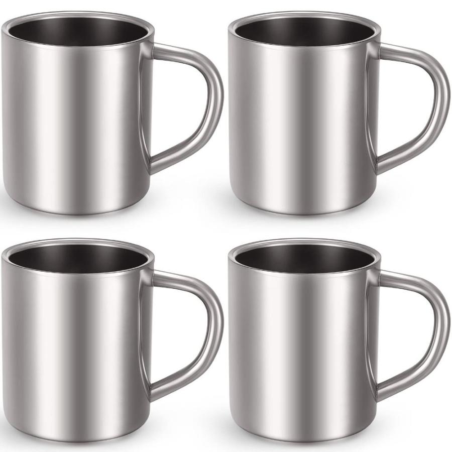 Set of Stainless Steel Coffee Mug with Handle Metal Double Walled Cups 7.