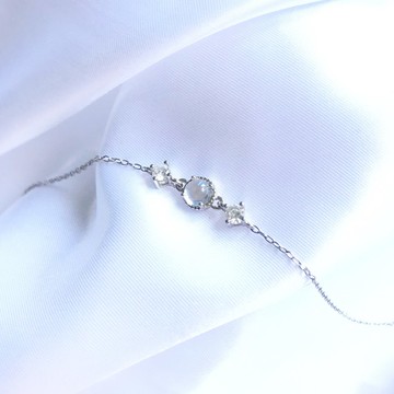 月光石 暈彩強藍光 純銀手鍊