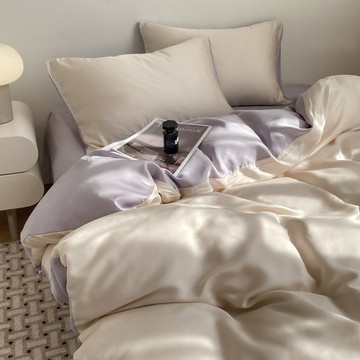 2025夏季純色冰絲四件套涼感床單被套宿捨三件套床上用品寢具床包組床組