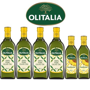 Olitalia 奧利塔 純橄欖油1000mlx4瓶(+頂級葵花油500mlx2瓶-禮盒組)