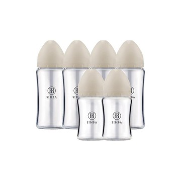 小獅王辛巴 蘊蜜質金玻璃寬口防脹氣奶瓶4大2小全配組-新生適用(杏茶) 1428元