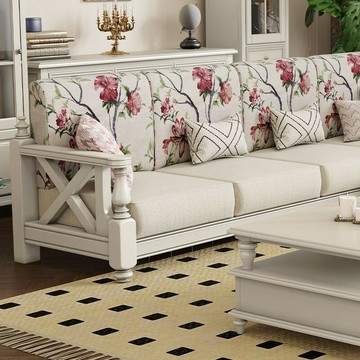 免運/公司貨 沙發 美式沙發 沙發組 美式沙發 實木白色布藝復古小美鄉村小戶型客廳家具沙發 進口全實木 可開發票 全館五折 工廠現貨直銷 新品特價 z1103