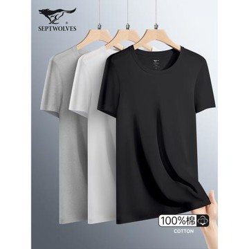 七匹狼短袖t恤男士內衣上身純棉打底衫男款衣服春秋圓領內搭體恤
