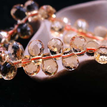 如鴻天然黃水晶手鏈水滴刻面帶閃面女士手串單圈時尚飾品禮物