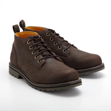 ★零碼出清★Timberland 男款深棕色REDWOOD FALLS全粒面革低筒靴|A44MGV13