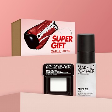 獨家限定✈️定妝雙星旅行組【MAKE UP FOR EVER】活氧定妝噴霧＋蜜粉餅💫 隨時綻放水潤光感，輕鬆持妝一整天💦