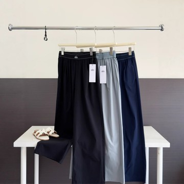 夏季女士休閑運動長褲2025梭織闊腿高腰涼感輕薄神褲鑫弘-素時衣櫥