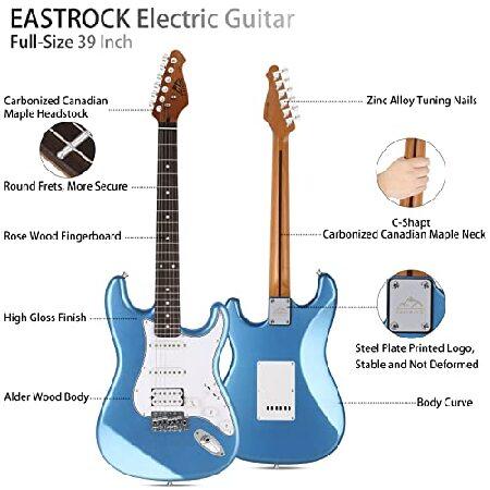 EASTROCK 39 inch Full-Size Stratocaster Electric Guitar Kit for Beginner Starter with 10w Amp, Bag, Capo, Shoulder Strap, String, Cable, Tuner, Picks.